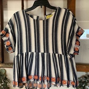 Anthropologie Maeve Embroidered Peplum